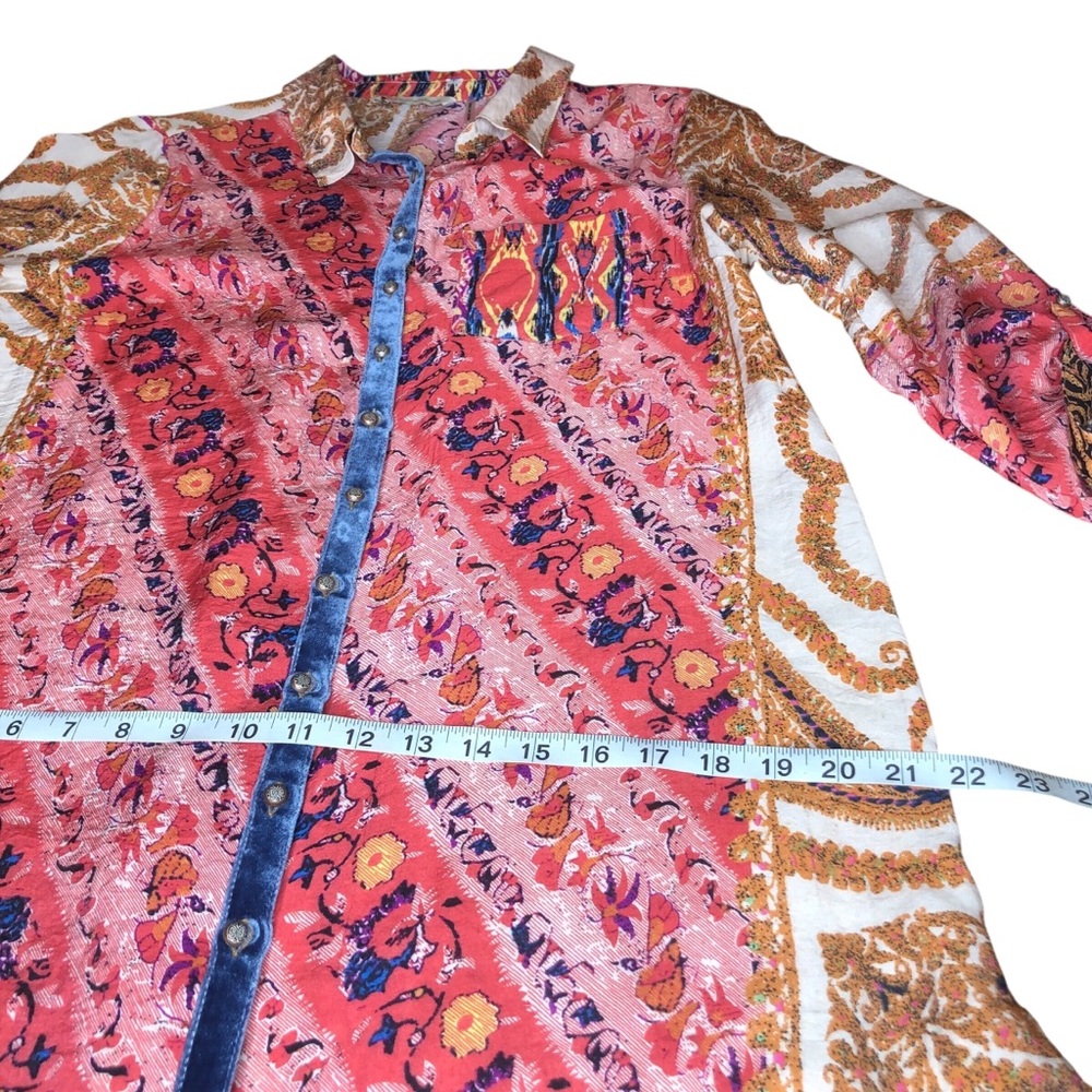 Soft Surroundings Brynn Longline Tunic Medium Paisley Floral Velvet Silk Boho - Picture 7 of 9